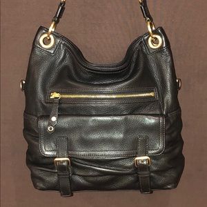 Cole Haan black leather bucket bag w/ straps